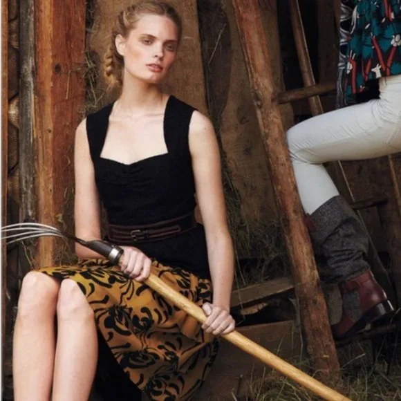 Anthropologie Sariah Calligraphy Strokes Skirt - Picture 2 of 8